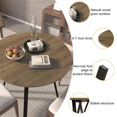 35.4 Inch Round Tulip Dining Table, Small Circle Kitchen Table with Metal Black Legs for 2-4 People,Modern Dining Room Table