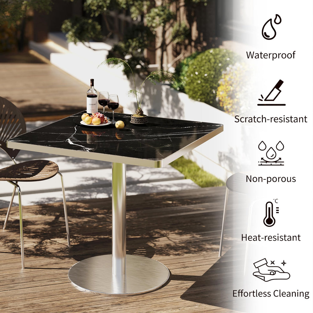 31.5" Tulip Table,Square Kitchen Dining Table for 2-4 with Thick Sintered Stone Top,Titanium Golden Pedestal Base,Heat-Resistant,Bistro Table for Dining Room,Café,Small Space（Silent Pulse）