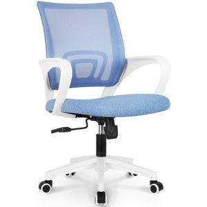 Office Desk Computer Chair Ergonomic Mesh Gaming Cushion Seat with Comfy Lumbar Mid Back Support Adjustable Height Swivel Rolling Wheels for Home Task (Sky Blue)