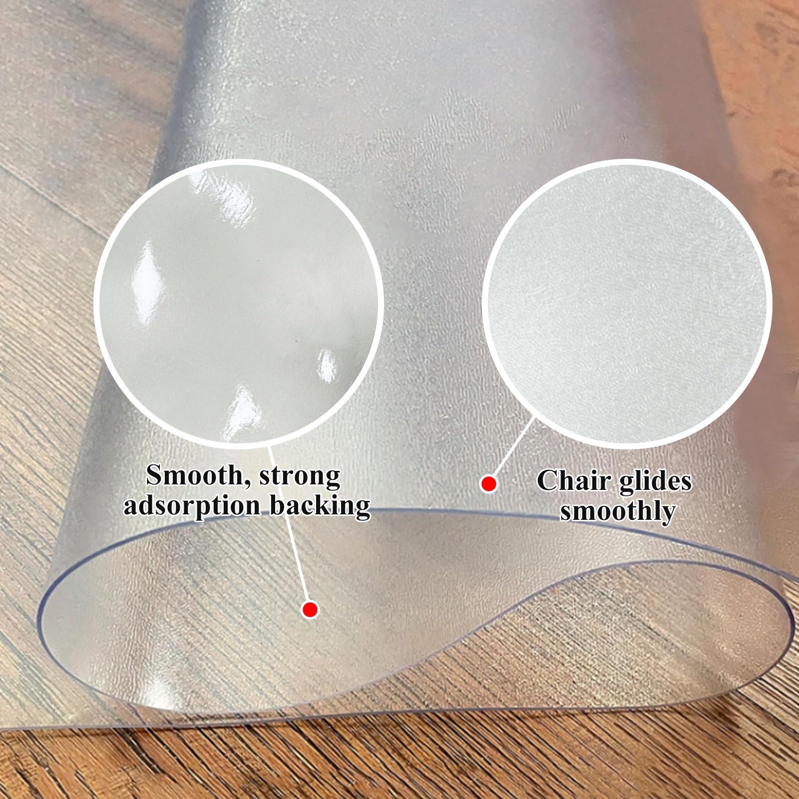 Office Chair Mat for Hardwood Floor, 48"×36" Transparent Home Floor Protector Mat for Rolling Chairs, Anti-Slip Plastic Under Desk Computer Mats Easy Glide on Hard Floors, Rectangle