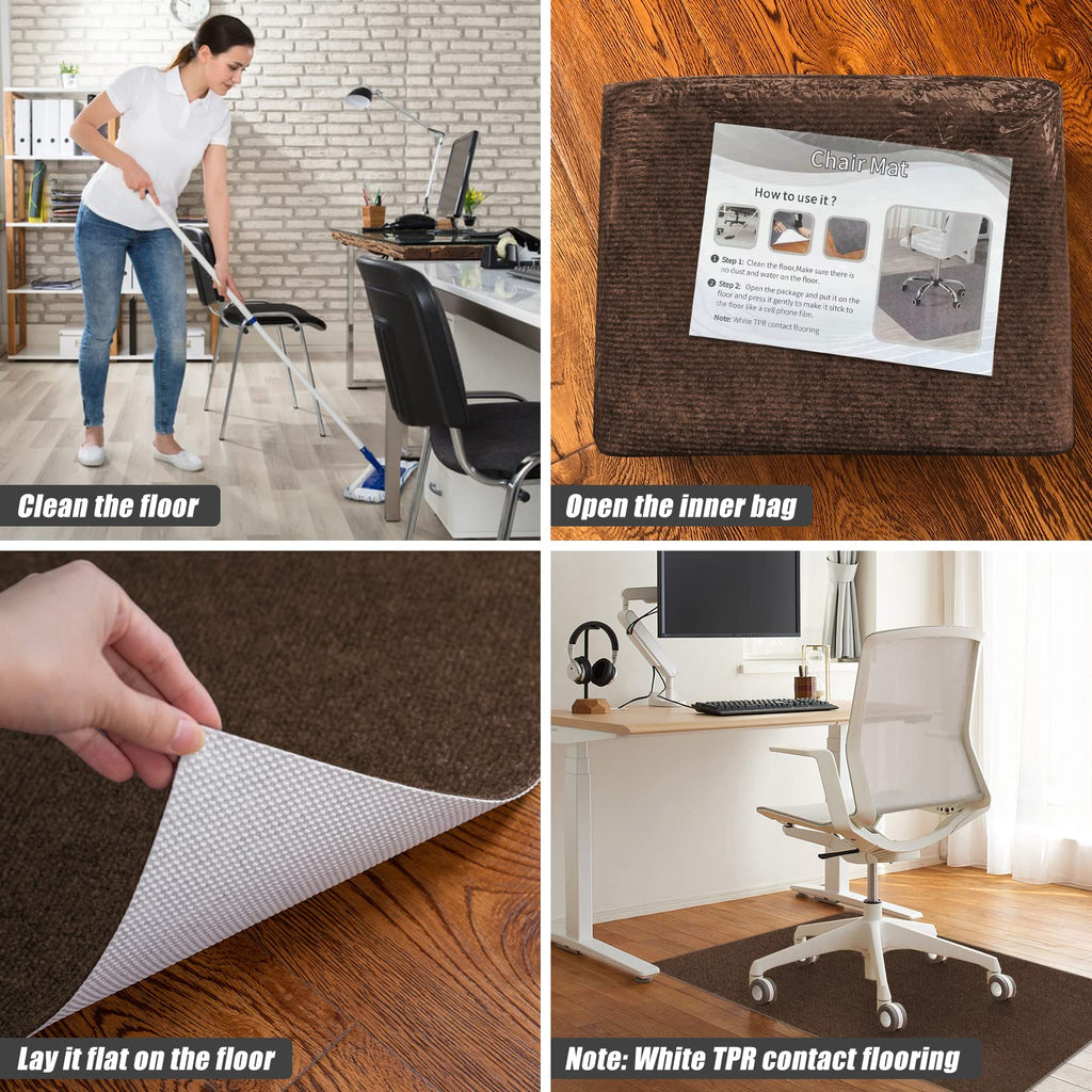 Office Chair Mat for Hardwood Floor,Office Computer Gaming Chair Mat for Tile Floor,Large Floor Protector Rug,Anti-Slip,Easy to Clean,Coffee(48"x55")