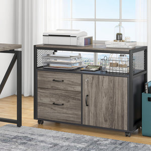 L Shaped Desk with Drawer Cabinet, 55
