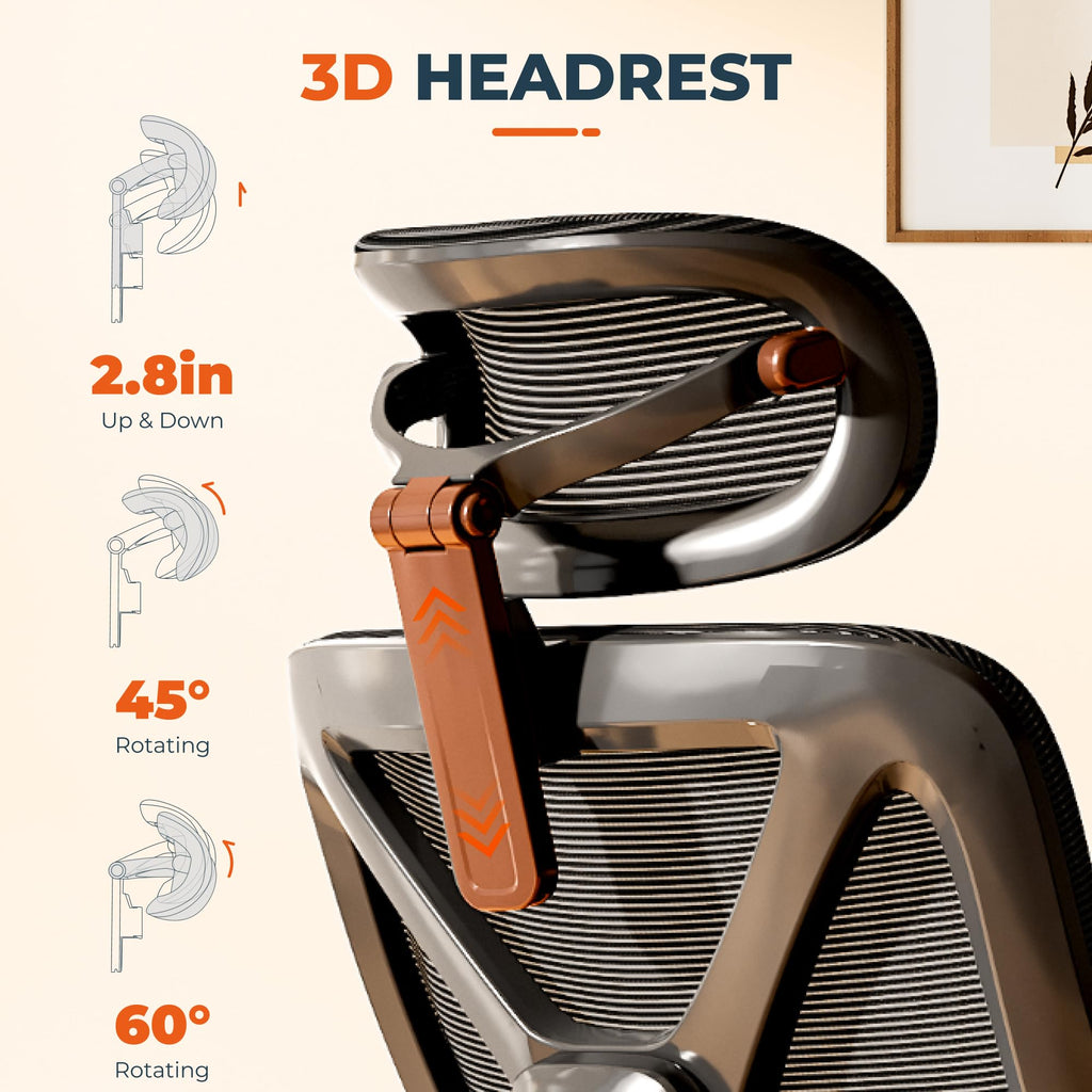 Big and Tall Ergonomic Office Chair Swivel Computer Chairs Desk Chair with 2D Dynamic Lumbar Support/Footrest/3D Headrest/Heavy Duty Metal Base, Mesh Seat Cushion, ErgoChair Ultra, Black