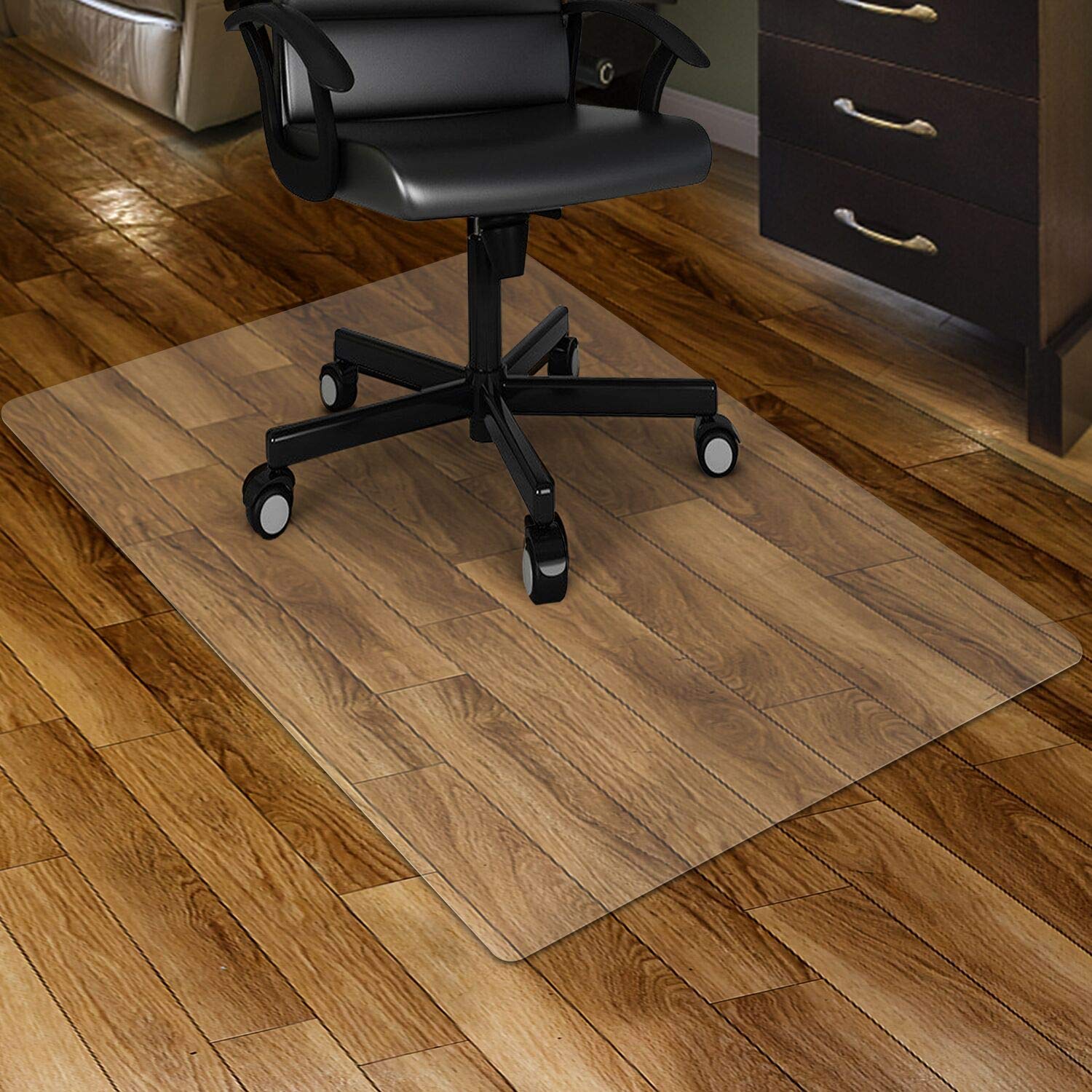 Chair Mat for Hardwood Floor,46 x 46 inches Rectangle Desk Durable Wood/Tile Protection Mat for Rolling Chairs, Non-Studded Bottom