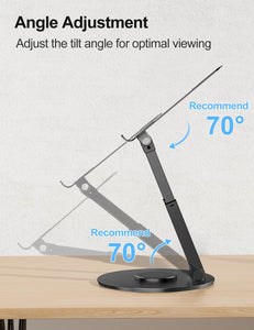 Laptop Stand for Desk with 360° Swivel Base, Sit to Stand, Height Adjustable, Portable Riser Holder for Good Posture, Compatible with MacBook Pro, All Laptops 10-17