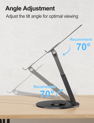 Laptop Stand for Desk with 360° Swivel Base, Sit to Stand, Height Adjustable, Portable Riser Holder for Good Posture, Compatible with MacBook Pro, All Laptops 10-17