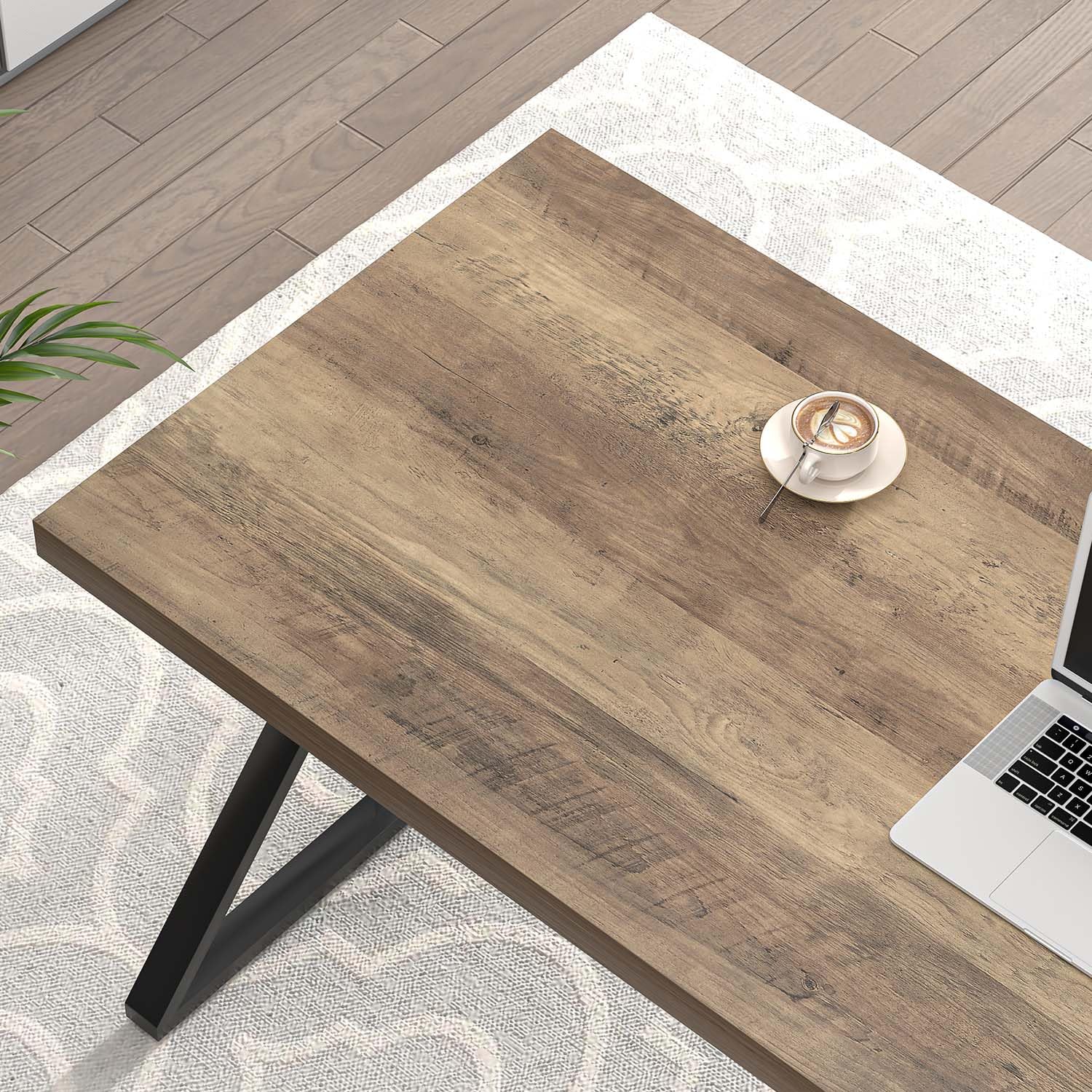 Computer Desk, Modern Home Office Desk, Industrial Wood and Metal Study Writing Work PC Table for Bedroom Living Room, Rustic Oak, 47 Inch