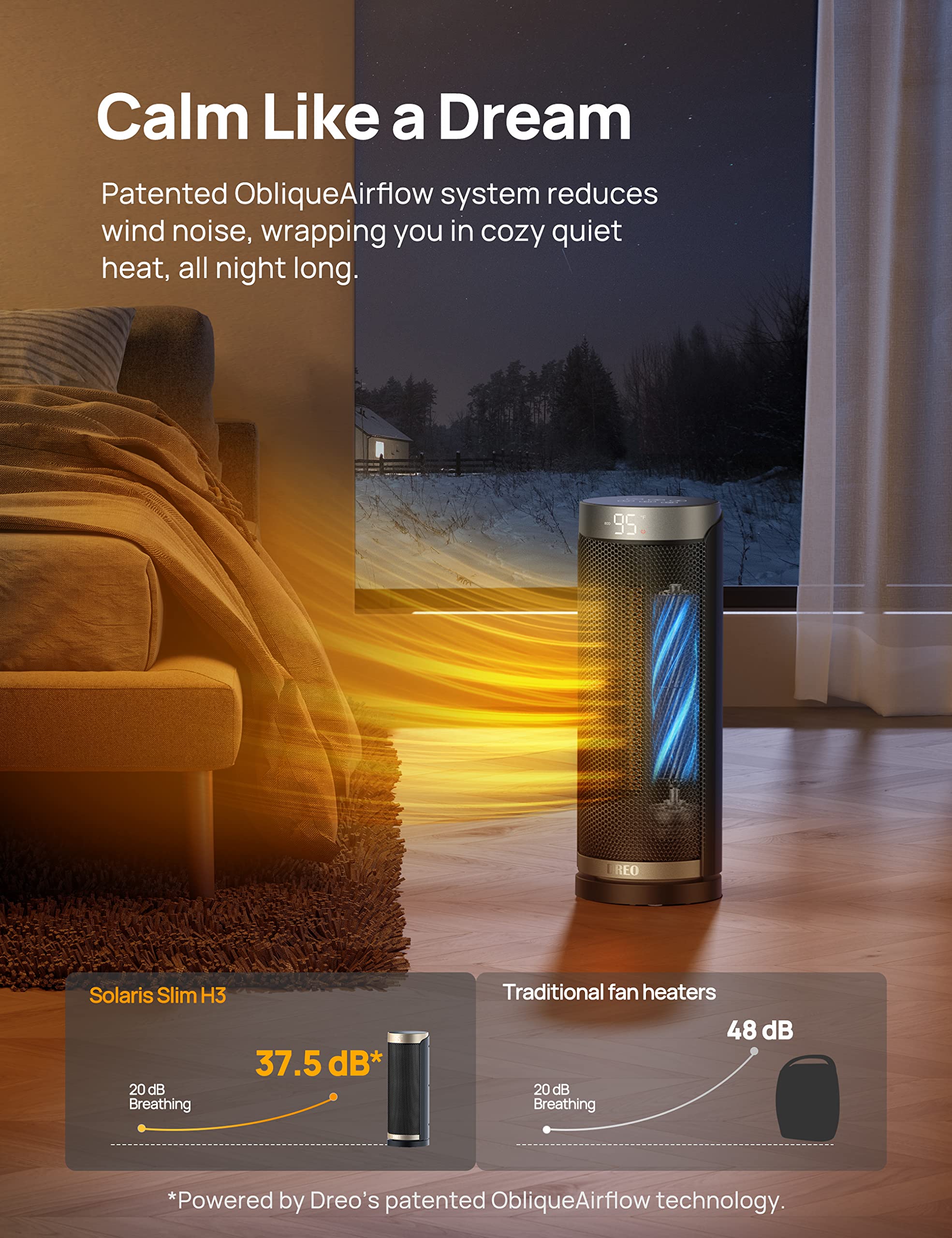 Space Heater, 1500W PTC Ceramic Heaters for Indoor Use with Remote, 70° Oscillation, 1-12H Timer, Electric Heaters with Thermostat, Fast and Safe Portable Heater for Office, Bedroom, Large Room