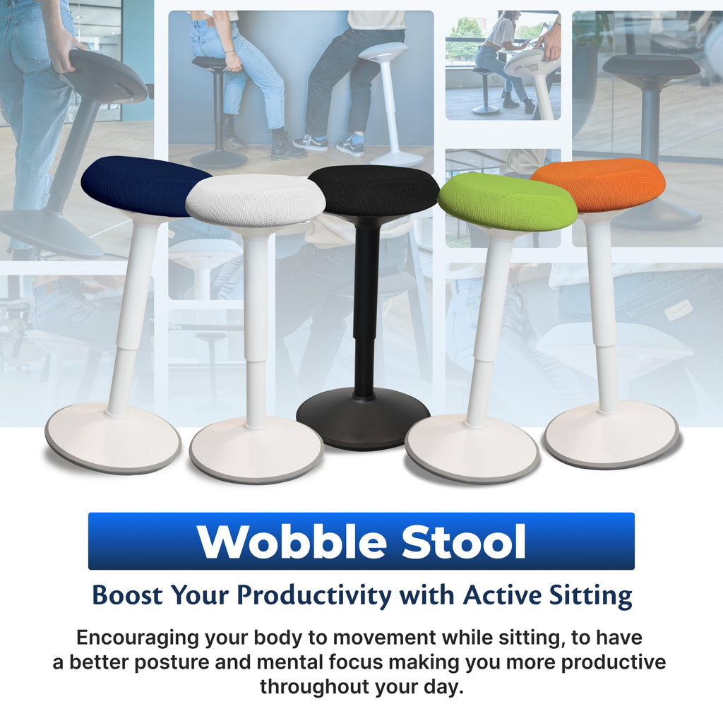 Standing Desk Stool Chair, Height Adjustable Stool 21-31 inch for Office and Classroom, Swivel Stool, Anti-Slip Bottom Ergonomic Wobble Stool with Rocking Motion, White