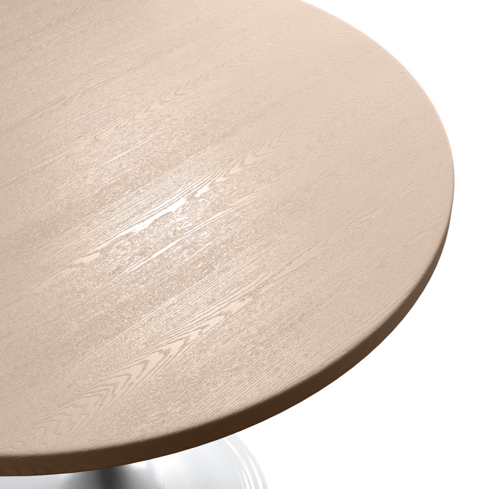 Mid-Century Modern 36 Inch Round Dining Table, MDF Wood Tabletop with White Steel Pedestal Base, Contemporary Kitchen & Dining Room Table, for Small Spaces (Light Natural)