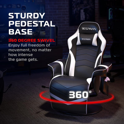900 Console Gaming Recliner with Footrest and Lumbar Support - Comfortable Ergonomic Gaming Chair with Headrest, No Wheels, Reclining, Heavy Duty, Racing Style Video Game Chairs - White