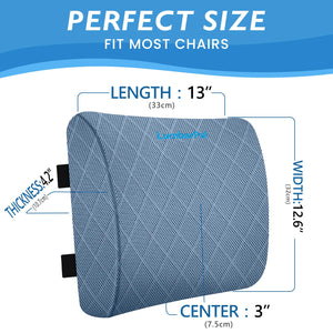Lumbar Support Pillow for Office Chair Back Support Lumbar Pillow for Car, Gaming, Office Chair - Improve Sitting Posture & Back Pain Relief, Memory Foam, Adjustable Straps, Light Blue