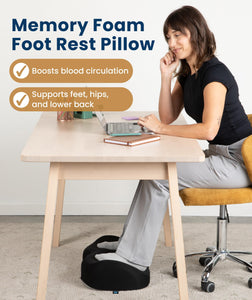Foot Rest for Under Desk at Work - Memory Foam Office Foot Stool & Under Desk Footrest Leg Elevation Pillow for Gaming & Home Office, Supports Posture