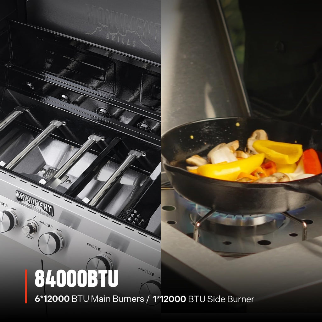 6+1 Convertible Natural Gas Smart bbq Grill, 6 Burners & 1 Side Burner Stainless Steel Denali 605 with Smart Technology, Knob Controls (Without Conversion Kit)