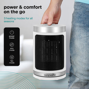 Portable Space Heater – 1500W PTC Ceramic Electric Heater with Thermostat, Remote, 12-Hour Timer, 3 Heating Modes, Oscillation, Safe & Quiet for Home, Office, Bedroom (White)