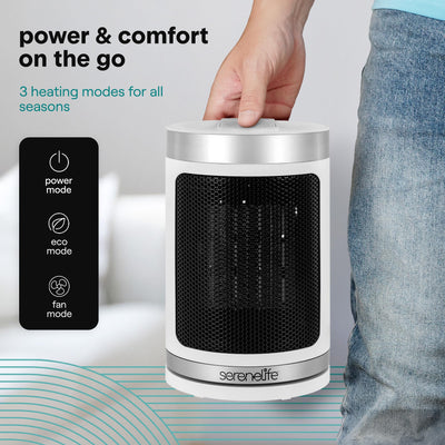 Portable Space Heater – 1500W PTC Ceramic Electric Heater with Thermostat, Remote, 12-Hour Timer, 3 Heating Modes, Oscillation, Safe & Quiet for Home, Office, Bedroom (White)