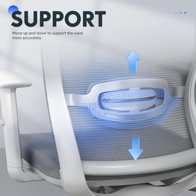 Ergonomic Office Chair, High Back Home Office Desk Chairs with Adjustable Lumbar Support, Armrests,90-130° Tilt Lock, Swivel Computer Gaming Chairs for Adults, OC3 Cloud, Light Gray