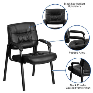 Haeger LeatherSoft Tufted Executive Reception Chair with Padded Armrests, Upholstered Side Chair for Living Room or Office, Black