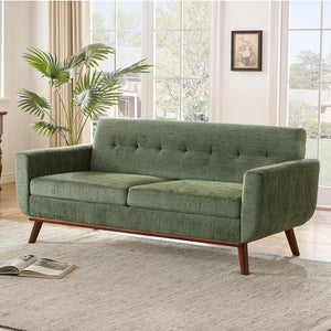 Living Room Furniture Sets, Loveseat & Standard, Mid Century Modern Decor Sofa Couches, Button Tufted Upholstered Furniture, Green