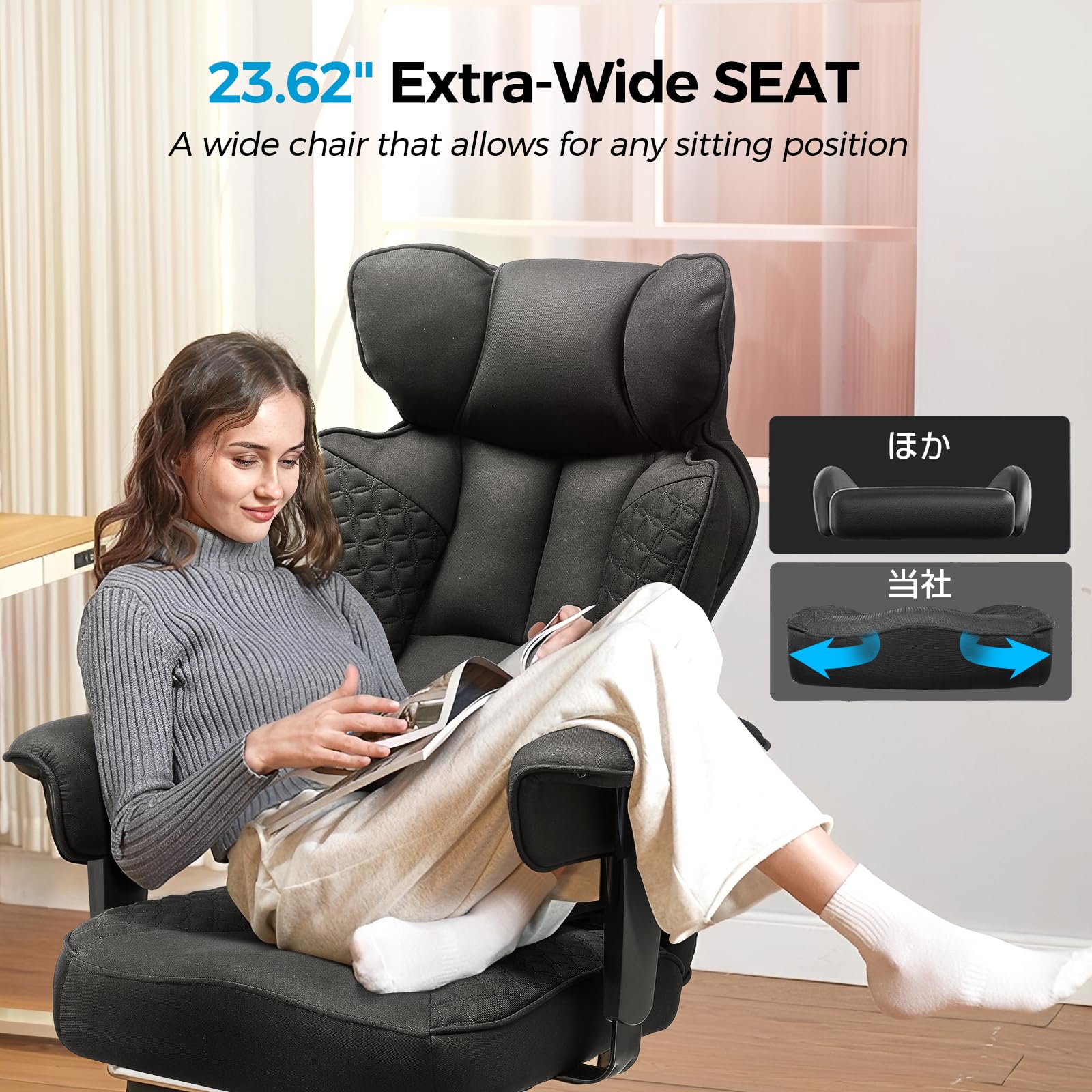 Big and Tall Office Chair Heavy Duty Wide Ergonomic Fabric Deluxe Embossing Designed Gaming Chair with Foot Rest,150°Reclining Adjustable Armrests Pocket Spring Back Support and Pillow