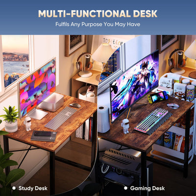 31 Inch Small Computer Desk for Home Office, Modern Study Writing Gaming Work Table Simple Style for Bedroom with X-Shaped ReInchforcement, Rustic Brown
