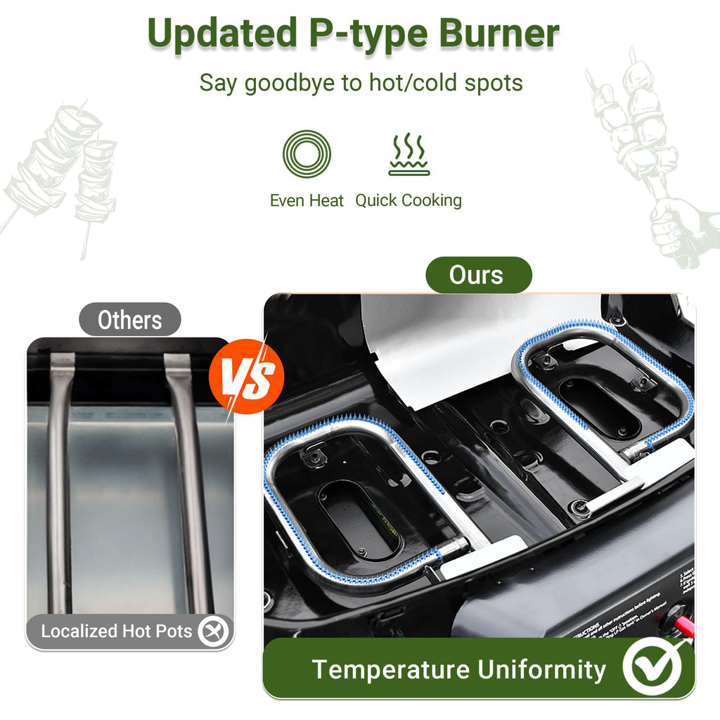 Propane Gas Grill, Portable Standup Grill with Folding Cart & Push-Button Ignition, Ideal for Camping, Tailgating, BBQ, Backyard, Patio & More