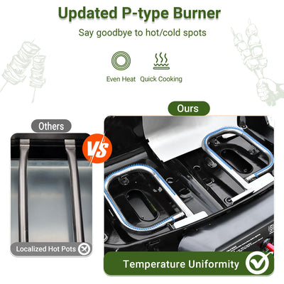 Propane Gas Grill, Portable Standup Grill with Folding Cart & Push-Button Ignition, Ideal for Camping, Tailgating, BBQ, Backyard, Patio & More