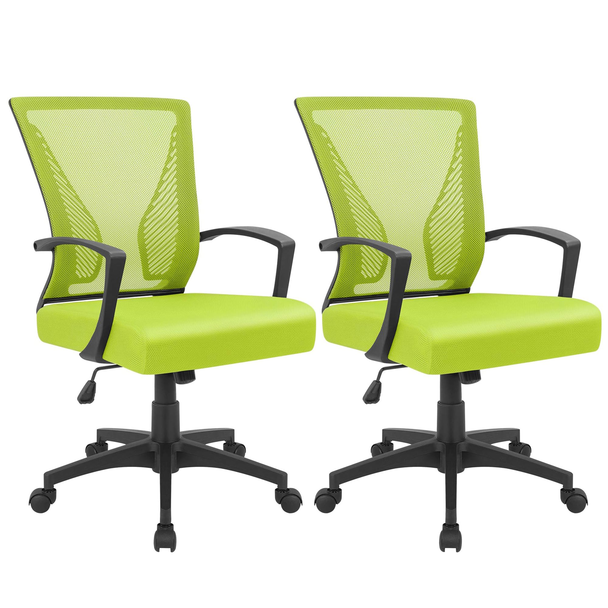 Office Chair Ergonomic Computer Desk Mesh Chair Mid Back Swivel Lumbar Support with Armrest (2, Cyan)