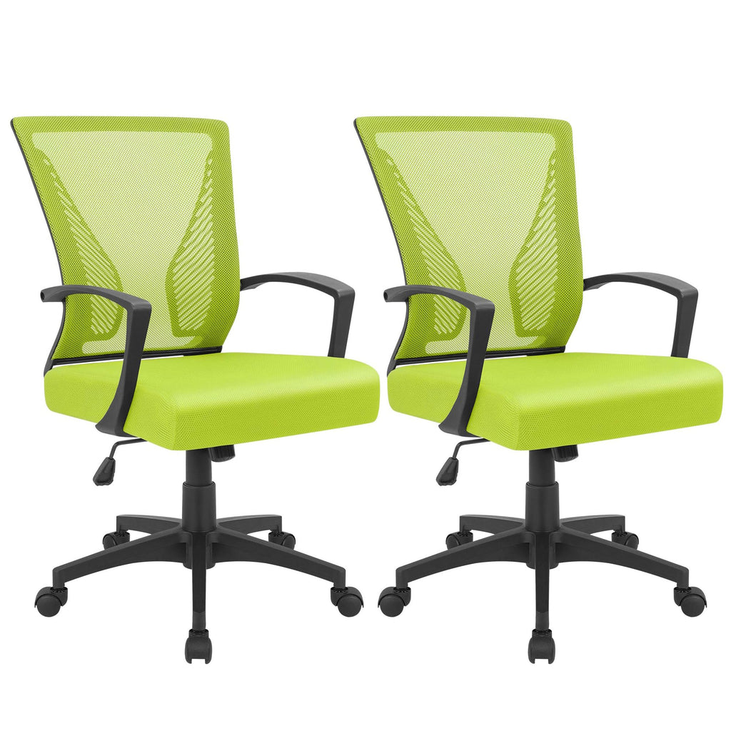 Office Chair Ergonomic Computer Desk Mesh Chair Mid Back Swivel Lumbar Support with Armrest (2, Cyan)