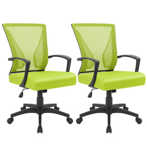 Office Chair Ergonomic Computer Desk Mesh Chair Mid Back Swivel Lumbar Support with Armrest (2, Cyan)