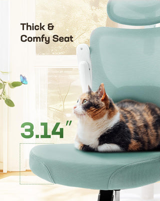 Ergonomic Office Chair: Office Desk Chair with High Back Mesh and Adjustable Lumbar Support Rolling Work Swivel Task Chairs with Wheel 3D Armrests and Headrest