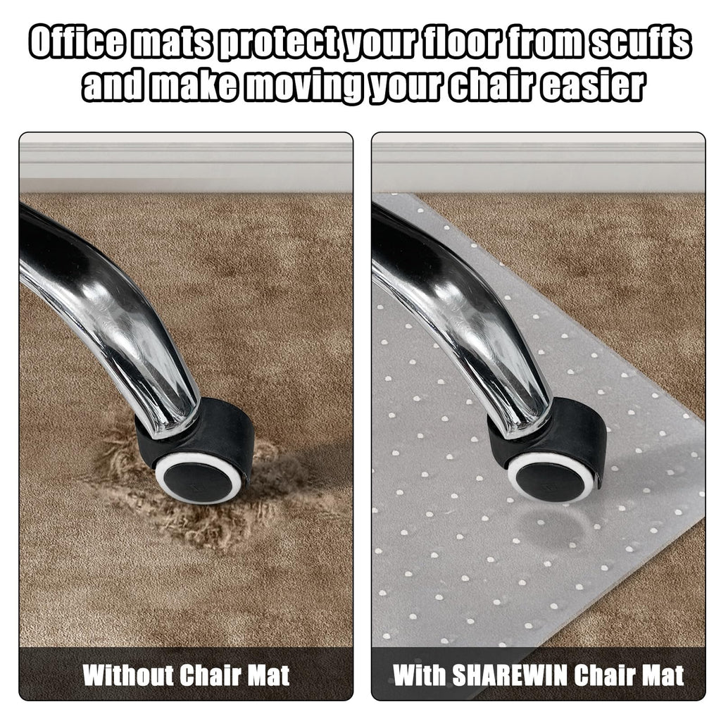 Chair Mat for Carpeted Floor,48''×36'' PVC Carpet Protector for Low Pile Carpets Heavy Duty Effective Grip Anti-Slip,Won't Crack,Easy to Clean for Office and Home