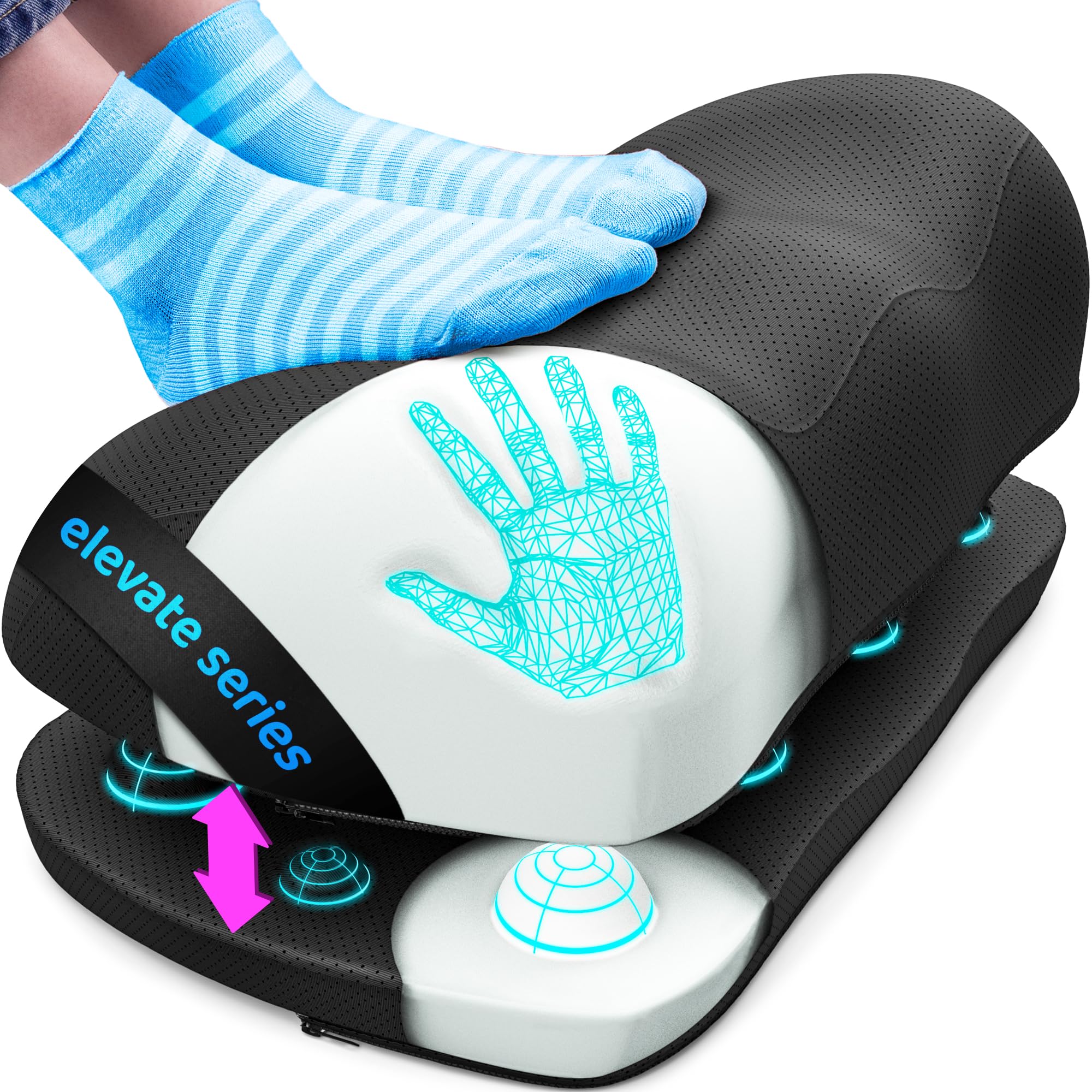 Adjustable Cloud Foot Rest for Under Desk at Work with Pressure Point Nodes - Comfortable Memory Foam Office Foot Stool & Desk Pillow, Gaming & Home Accessories