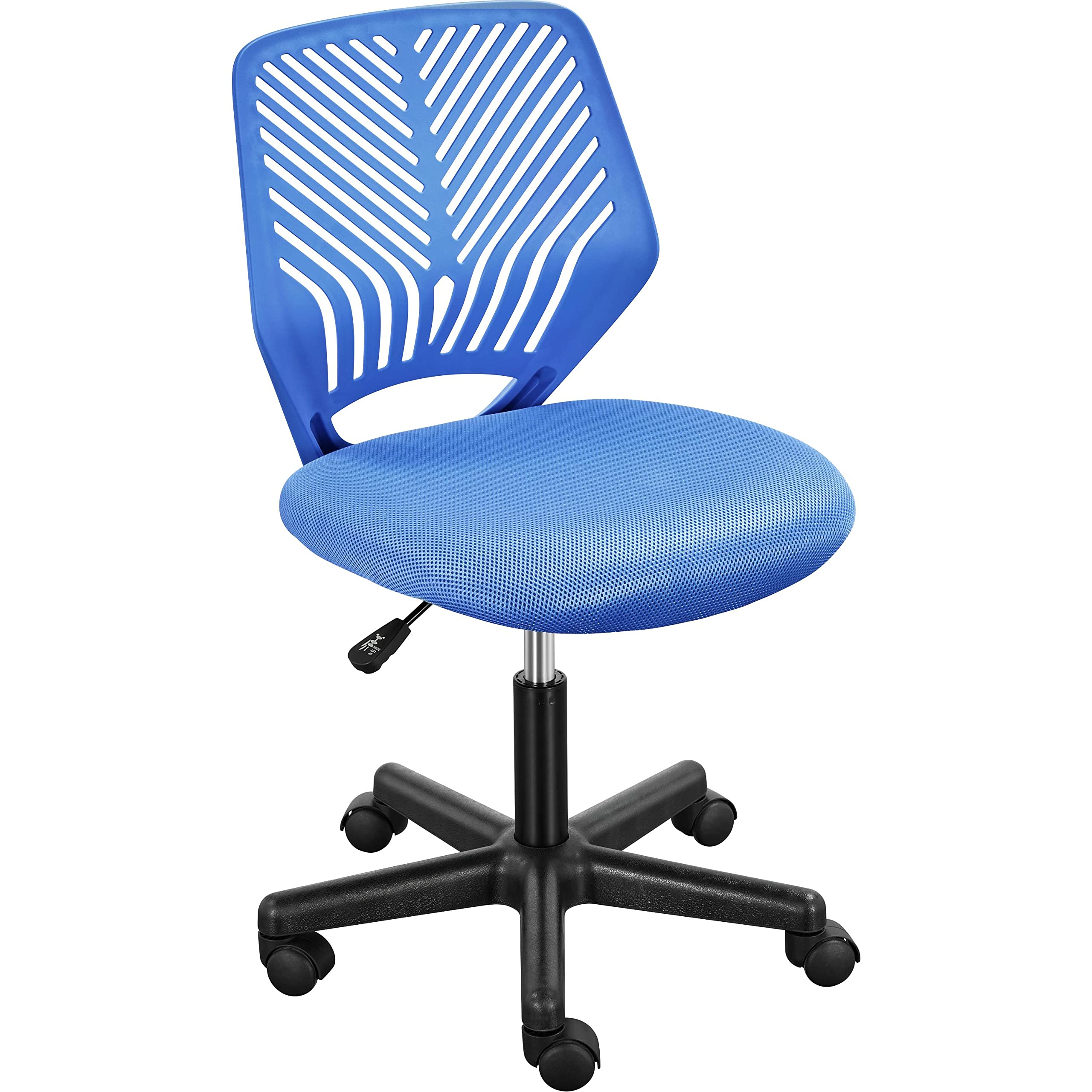 Students Desk Chair Low-Back Armless Study Chair Cute with Lumbar Support Adjustable Height for Youth, Blue