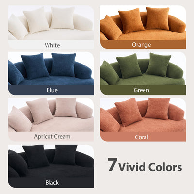 65'' Modern Small Loveseat Sofa, Chenille Upholstered Couch, Space-Saving Design, Plush Comfort Sofa with 3 Pillows, No Assembly Needed, for Small Spaces Living Room Apartment,Blue