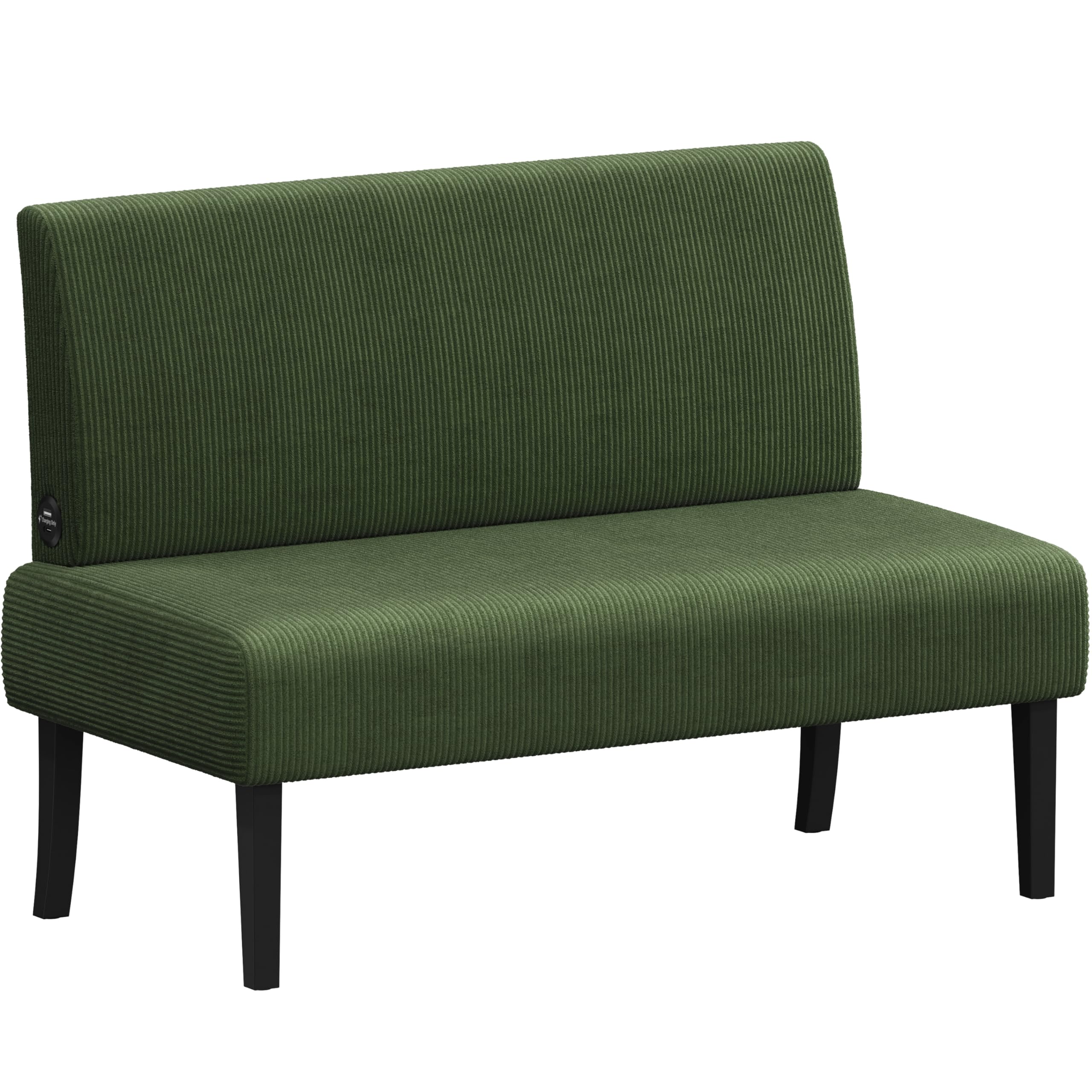 Small Mini Sofa Couch Armless Loveseat Futon for Bedroom, Corduroy Fabric & Easy Assembly, for Small Spaces Living Room,Dorm,Office,Apartment, Green