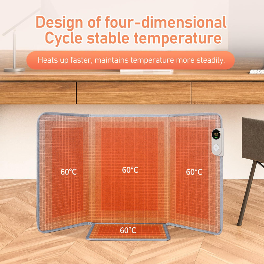 Under Desk Warmer Portable Space Heater, Leg Warmer Foot Warmer for Office & Home, Whisper Heat Foldable Energy Efficient With Thermostat Timer Auto Shut Off