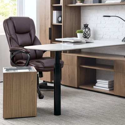 Office Executive Chair High Back Adjustable Managerial Home Desk Chair, Swivel Computer PU Leather Chair with Lumbar Support (Brown)