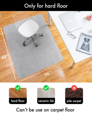 Office Chair Mat for Hardwood Floor Under Desk Computer Rolling Chair Mat for Wood/Tile Floor Non-Slip Heavy Duty Desk Rug PVC Plastic Hard Floor Protector 36