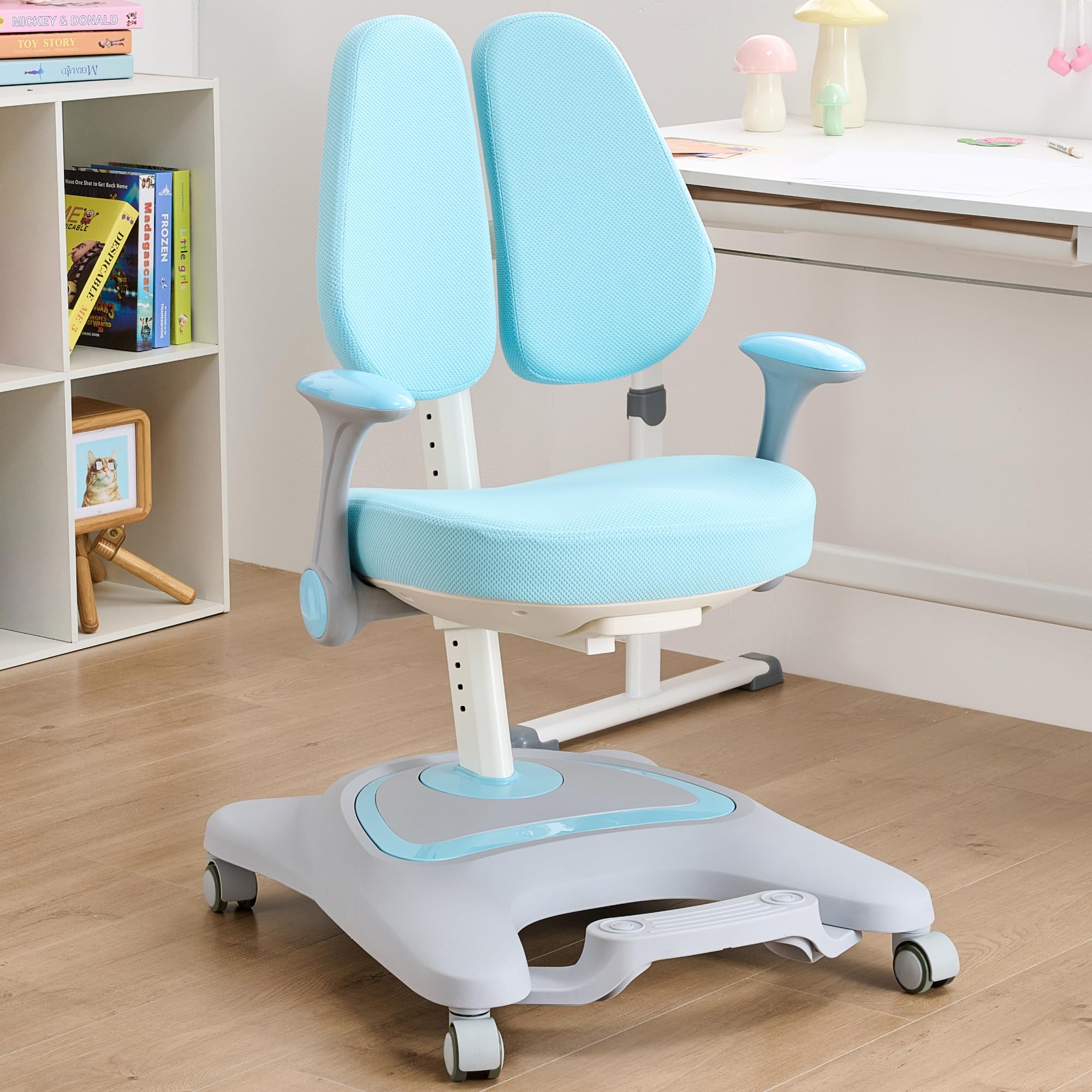 Kids Desk Chair,Ergonomic Chair: Height-Adjustable, Double Back Support – Multifunctional for Study/Work/Dining | Ideal for Kids, Petite Adults – Ultra-Comfy (Bedrooms, Schools, Offices)(Blue)