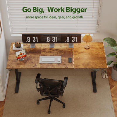 Electric Standing Desk, 71 x 31.5 Inches Height Adjustable Desk, Sit Stand up for Work Office Home, Ergonomic Rising Computer Table with Memory Preset, Rustic Brown