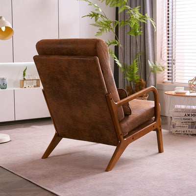 High Back Microfiber Rustic Accent Chairs Set of 2, Upholstered Mid Century Modern Lounge Chairs Reading Chairs Side Sitting Chair Farmhouse Armchairs for Living Room, Bedroom, Guest Room