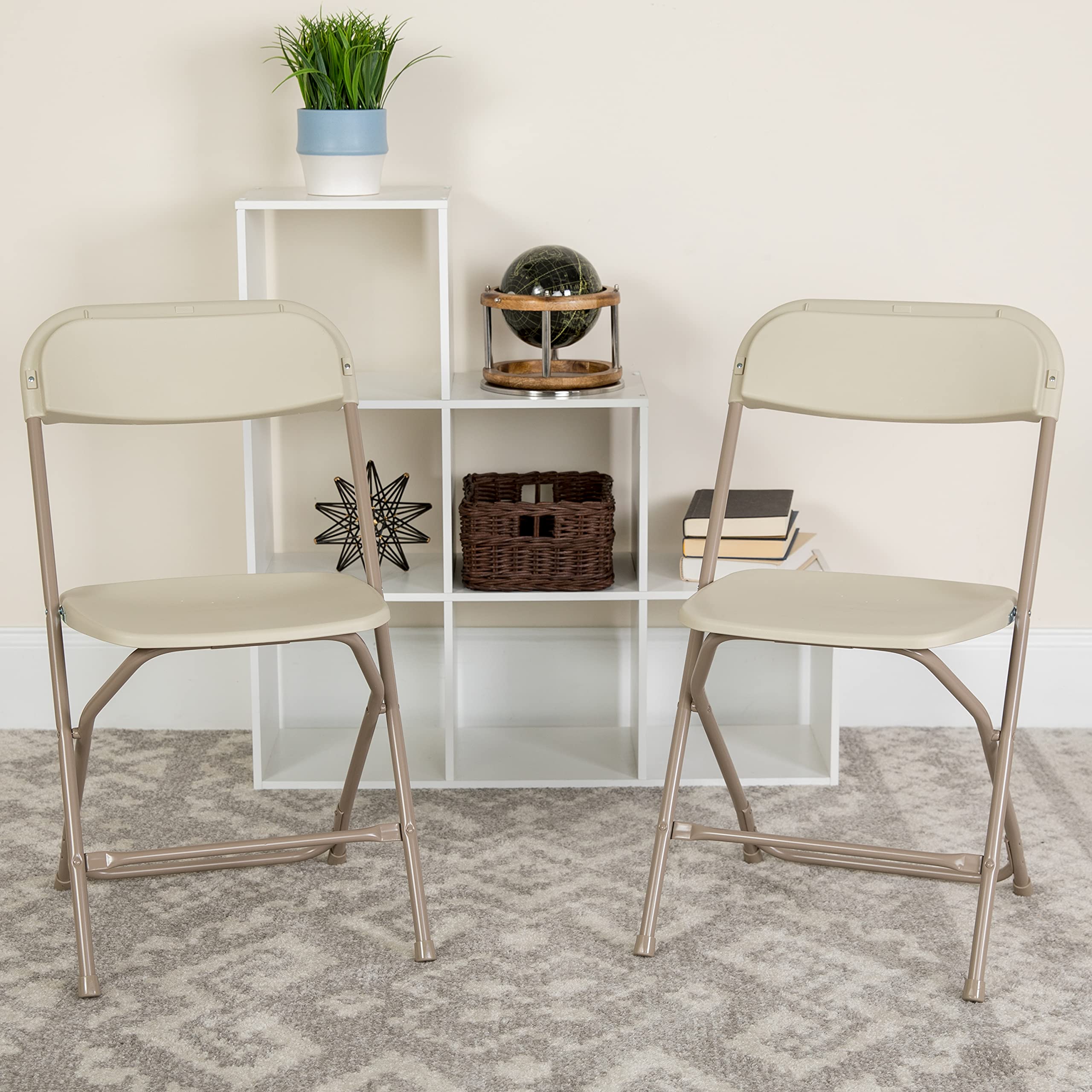 4 Pack Hercules Series Plastic Folding Chair - Beige - 650LB Weight Capacity Comfortable Event Chair-Lightweight Folding Chair