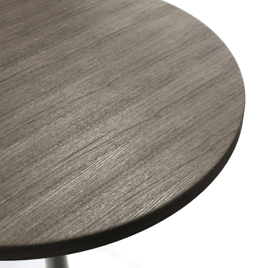 Mid-Century Modern 27 Inch Round Dining Table, MDF Wood Tabletop with White Steel Pedestal Base, Contemporary Kitchen & Dining Room Table, Small Space Breakfast Table, Dark Maple