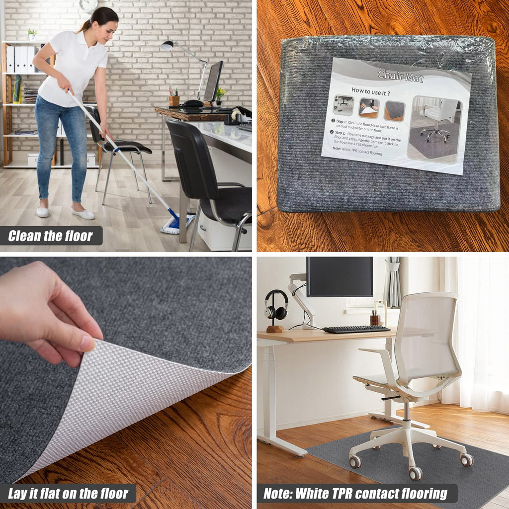 Office Chair Mat for Hardwood Floor,Office Computer Gaming Chair Mat for Tile Floor,Large Floor Protector Rug,Anti-Slip,Easy to Clean,Grey(48"x55")