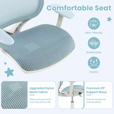 Kids Desk Chair, Height Adjustable Children Study Computer Chair with Armrests, Sit-Brake Casters, Swivel Mesh Task Chair for Boys Girls Teens Students, Kids Chair for Home, Office, School