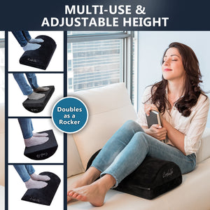 Foot Rest for Under Desk at Work – Adjustable Height Memory Foam Foot Stool for Under Desk, Office Chair & Gaming Chair – Ergonomic Footrest for Back & Hip Pain Relief (Black)