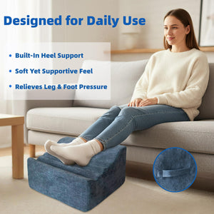 Under Desk Footrest, Multi-Functional Footrest with Portable Handle & Removable Washable Cover - Ergonomic Foot Stool Elevating and Supporting Feet and Legs for Chair and Sofa (Blue)
