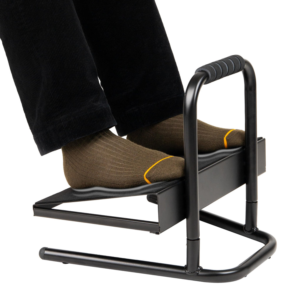 Foot Rest, Under Desk at Work, Ergonomic, Height Adjustable, Office, Metal, Black