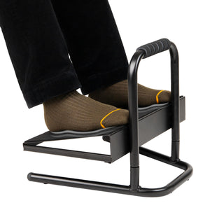 Foot Rest, Under Desk at Work, Ergonomic, Height Adjustable, Office, Metal, Black